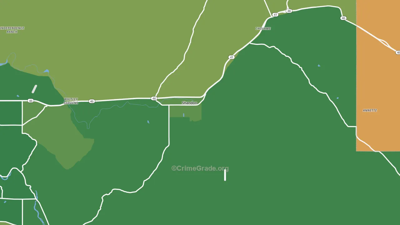 Shandon, CA Map of Vandalism Rates