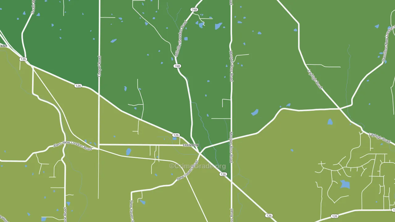 Shandon, OH Map of Vandalism Rates