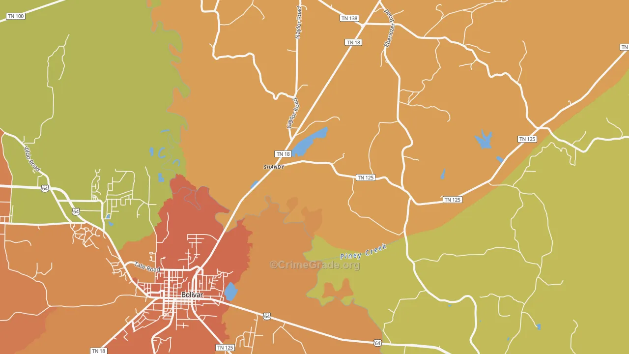 Shandy, TN Map of Vandalism Rates