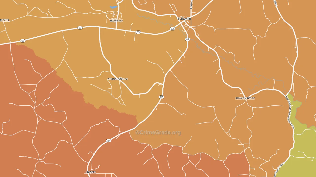 Shanklerville, TX Map of Vandalism Rates