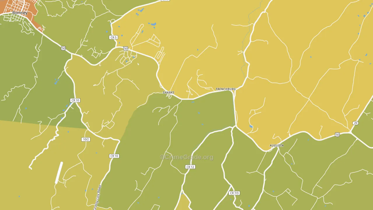 Shanks, WV Map of Vandalism Rates