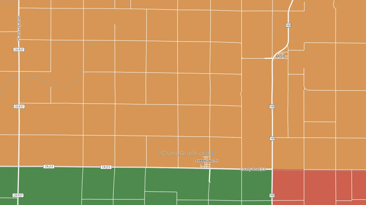 Shannon City, IA Map of Vandalism Rates