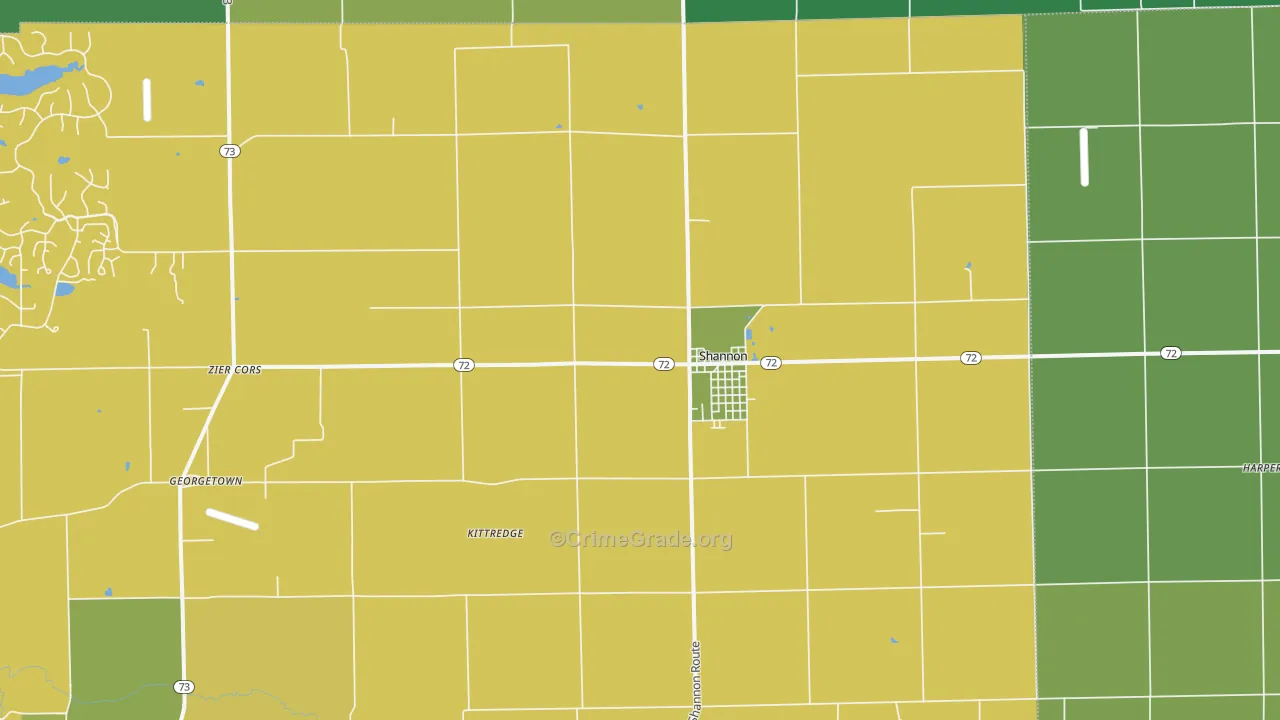 Shannon, IL Map of Vandalism Rates
