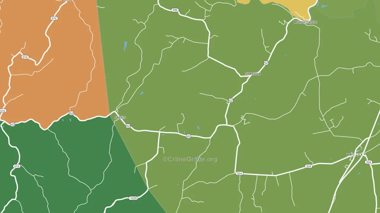 Shannon, KY Map of Vandalism Rates