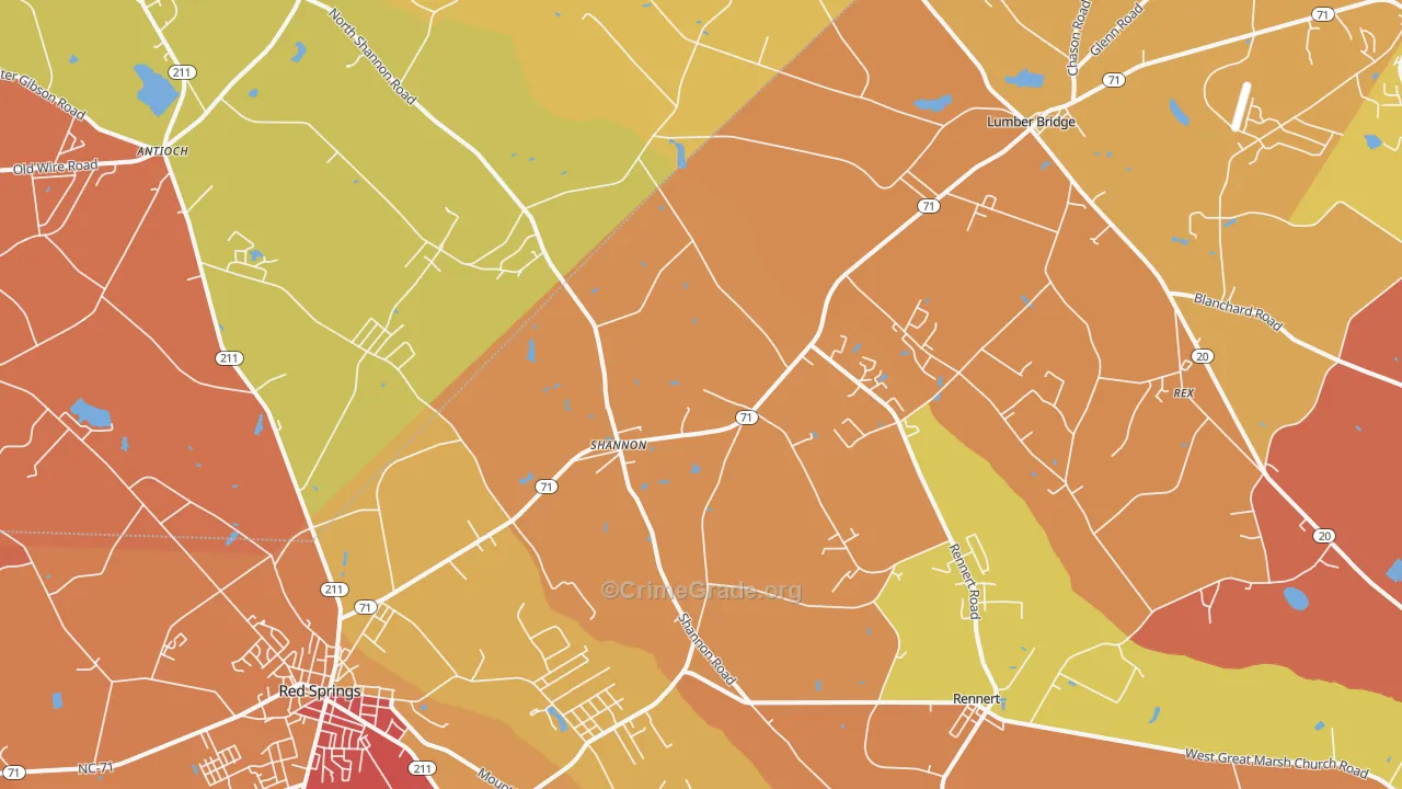 Shannon, NC Map of Vandalism Rates