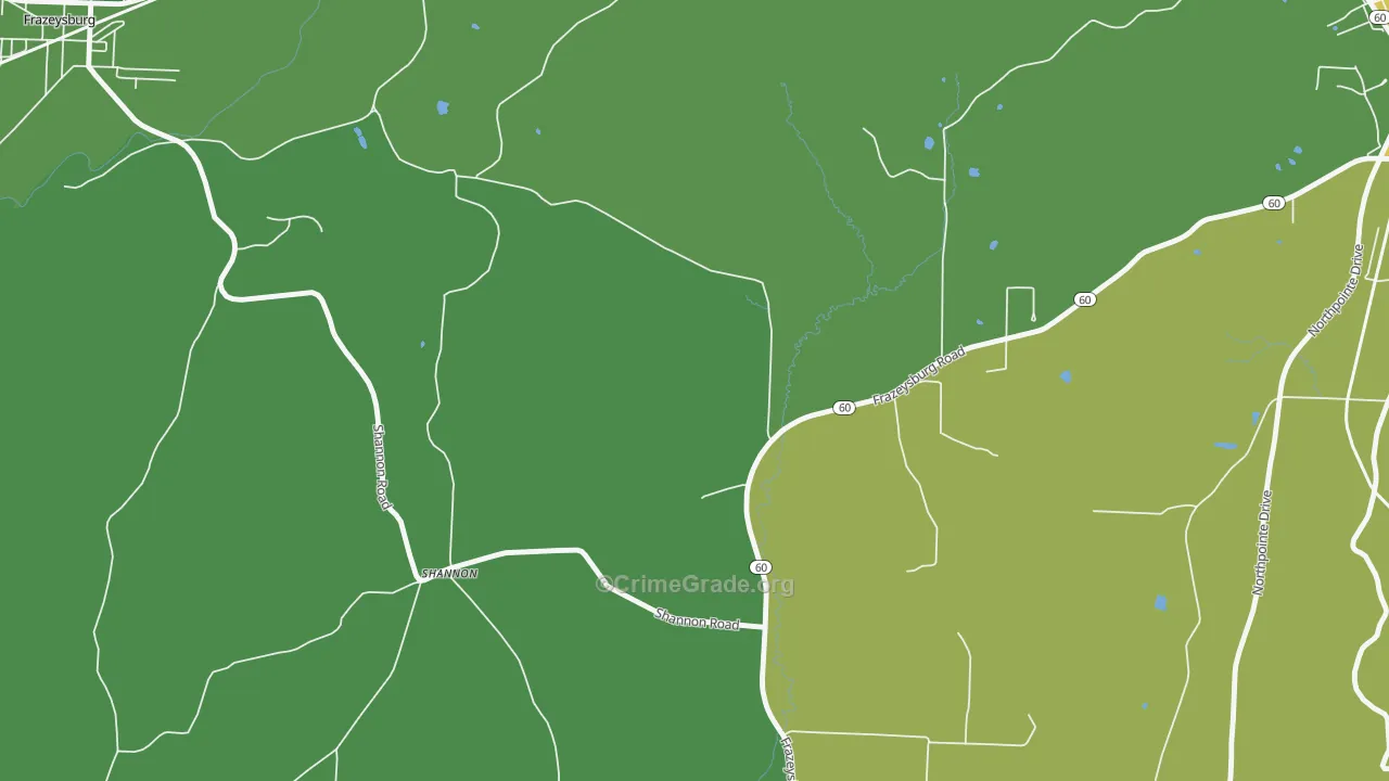 Shannon, OH Map of Vandalism Rates