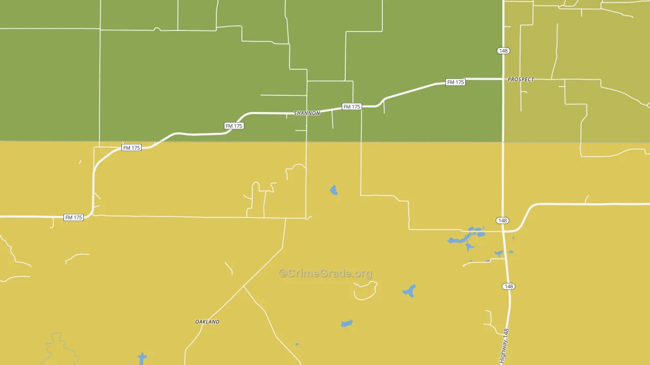 Shannon, TX Map of Vandalism Rates