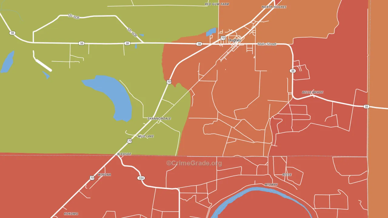 Shannondale, AR Map of Vandalism Rates