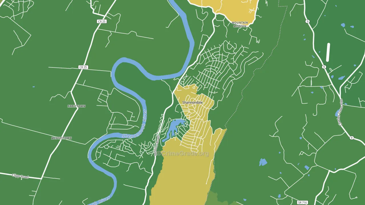 Shannondale, WV Map of Vandalism Rates