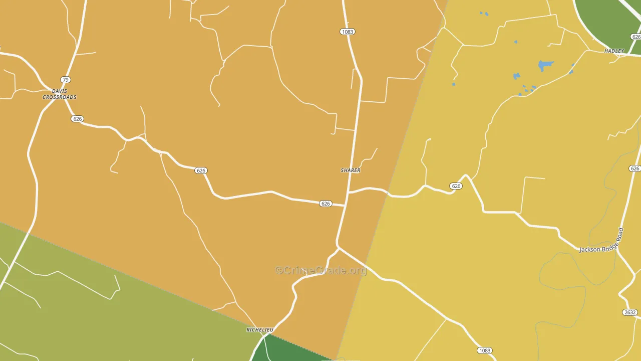 Sharer, KY Map of Vandalism Rates