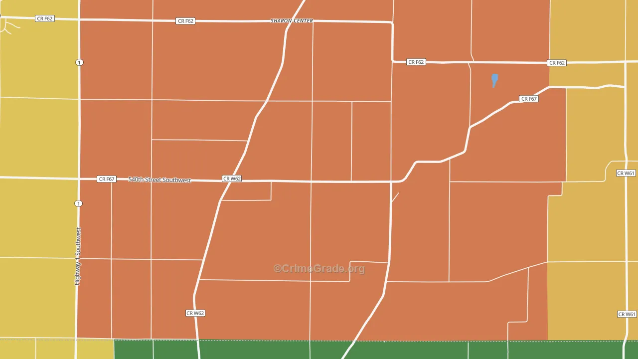Sharon Center, IA Map of Vandalism Rates