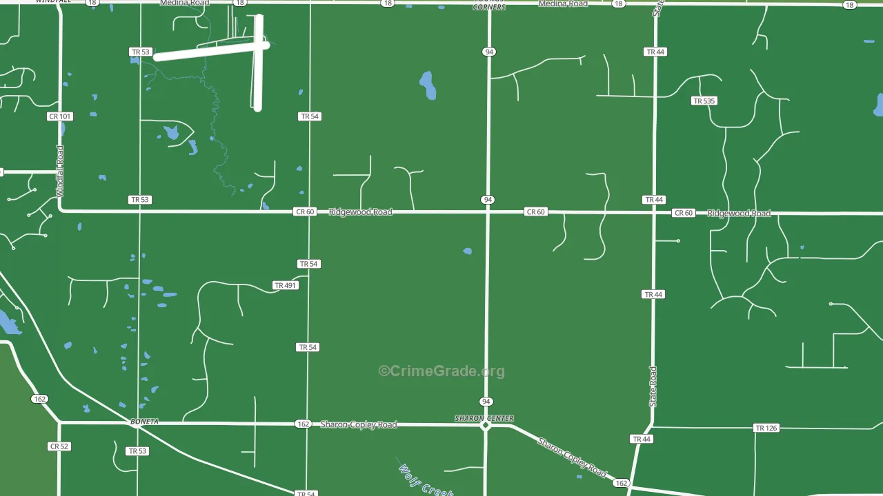 Sharon Center, OH Map of Vandalism Rates
