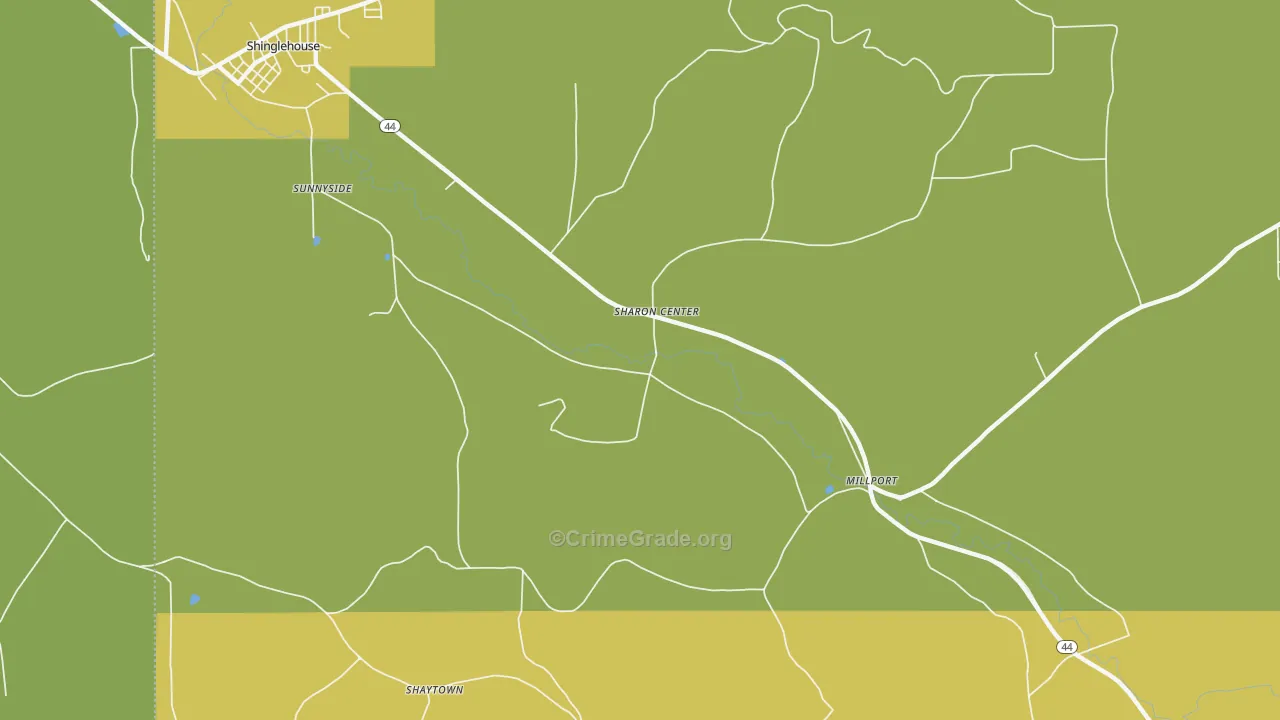 Sharon Center, PA Map of Vandalism Rates
