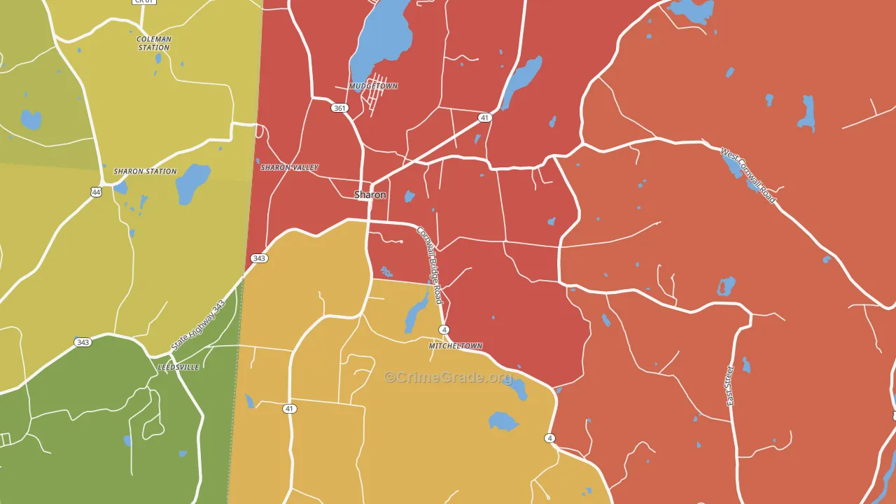 Sharon, CT Map of Vandalism Rates