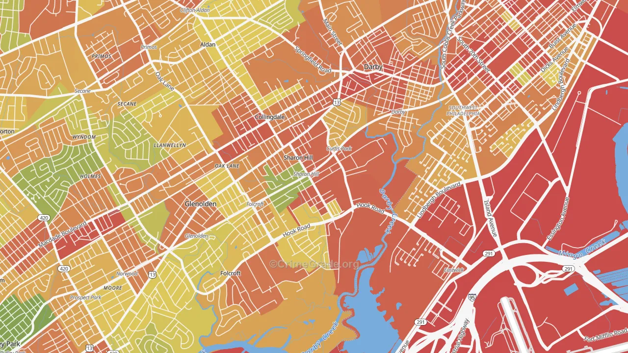 Sharon Hill, PA Map of Vandalism Rates