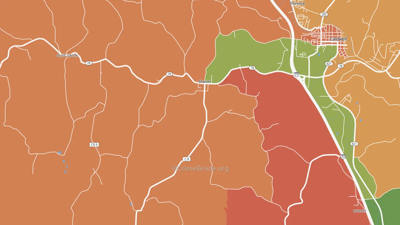 Sharon, OH Map of Vandalism Rates