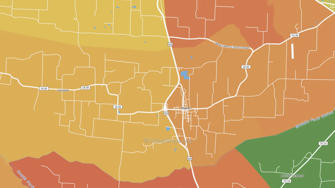 Sharon, TN Map of Vandalism Rates