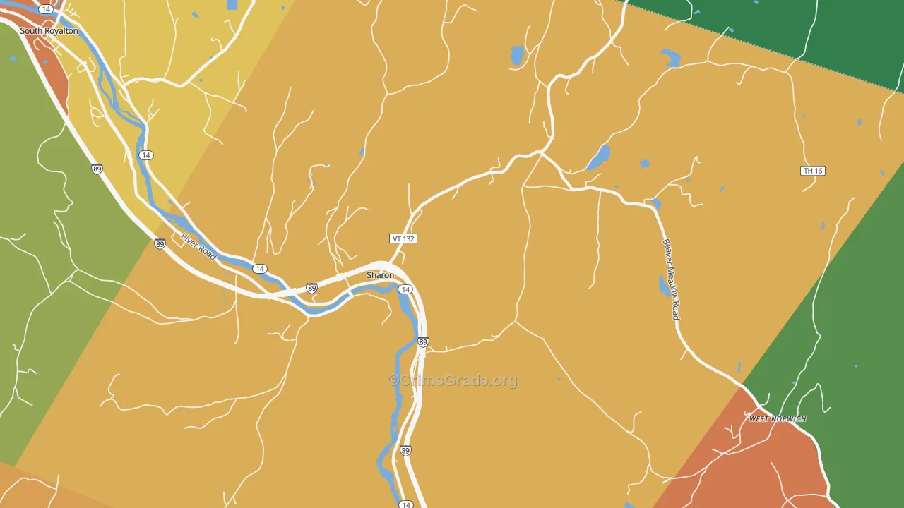 Sharon, VT Map of Vandalism Rates