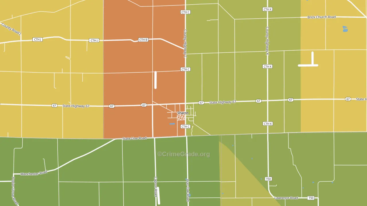 Sharon, WI Map of Vandalism Rates