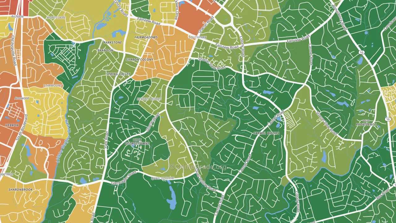 Sharon Woods, Charlotte, NC Map of Vandalism Rates