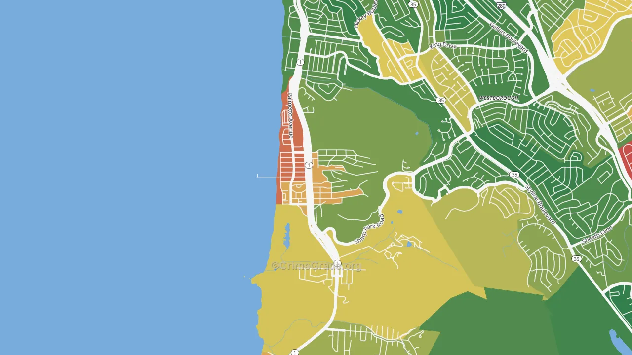 Sharp Park, Pacifica, CA Map of Vandalism Rates