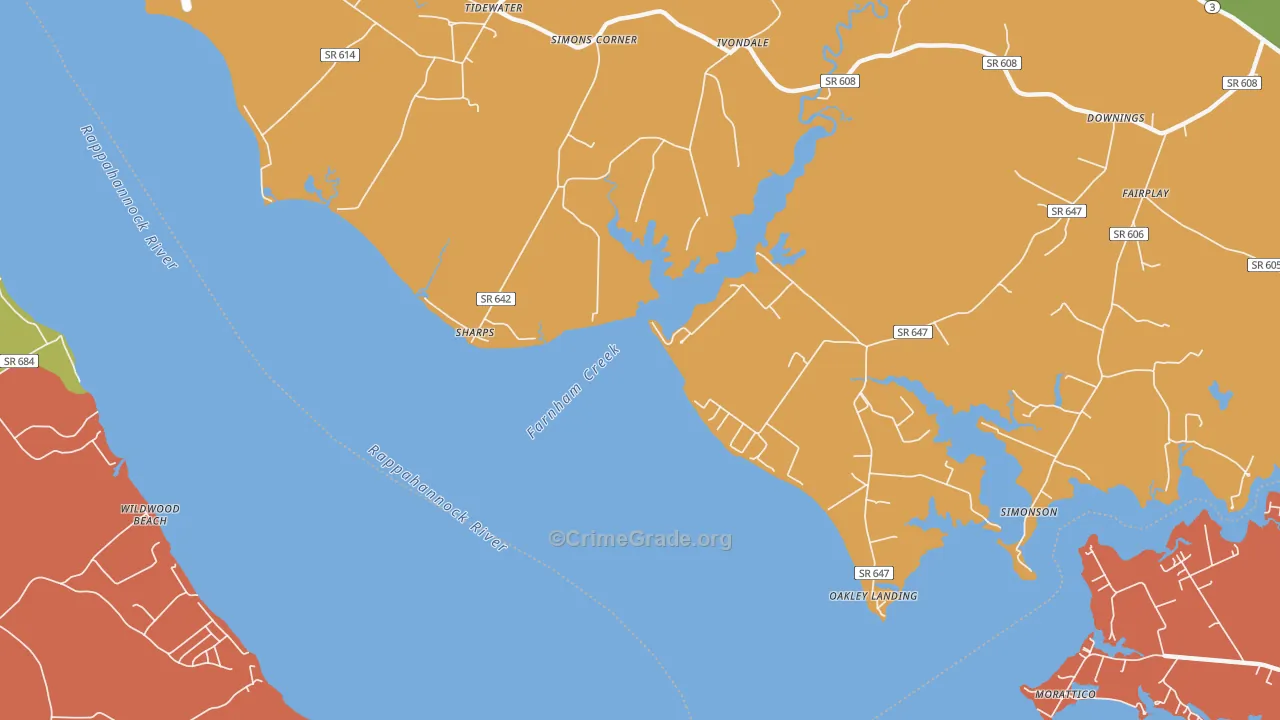 Sharps, VA Map of Vandalism Rates
