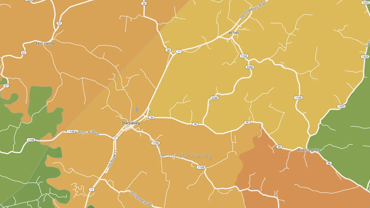 Sharpsburg, KY Map of Vandalism Rates