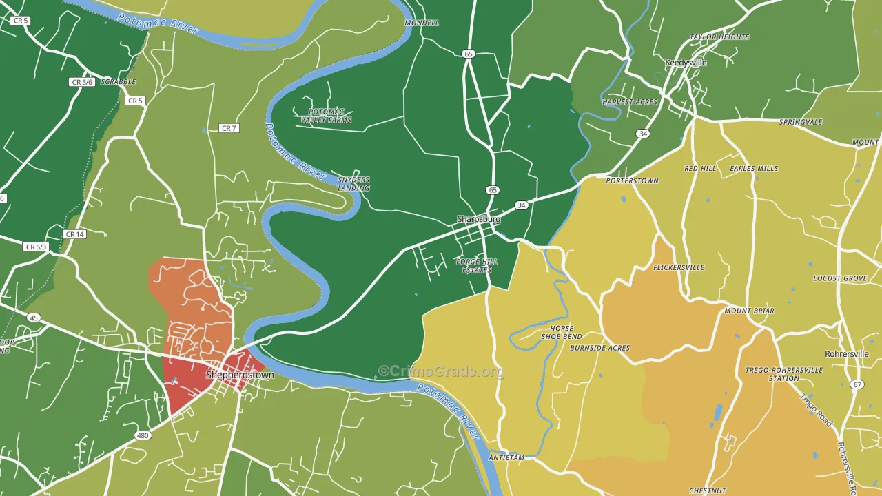 Sharpsburg, MD Map of Vandalism Rates