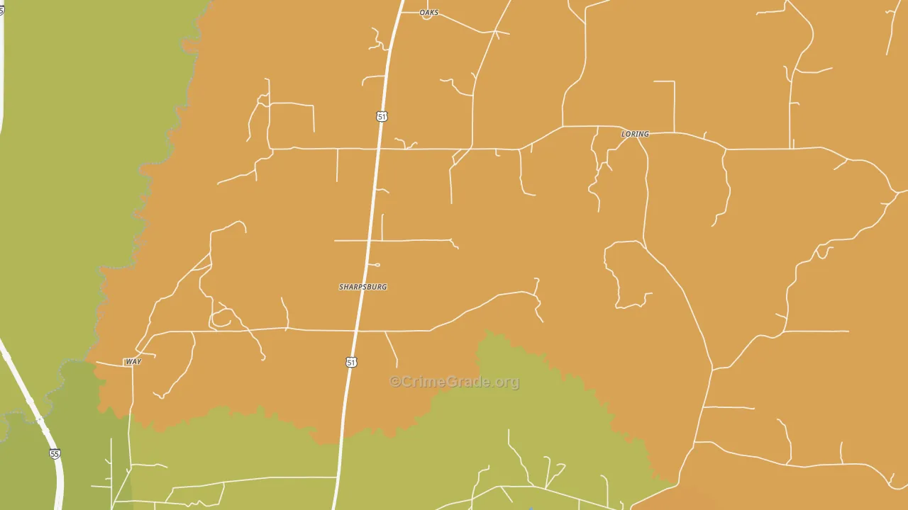 Sharpsburg, MS Map of Vandalism Rates