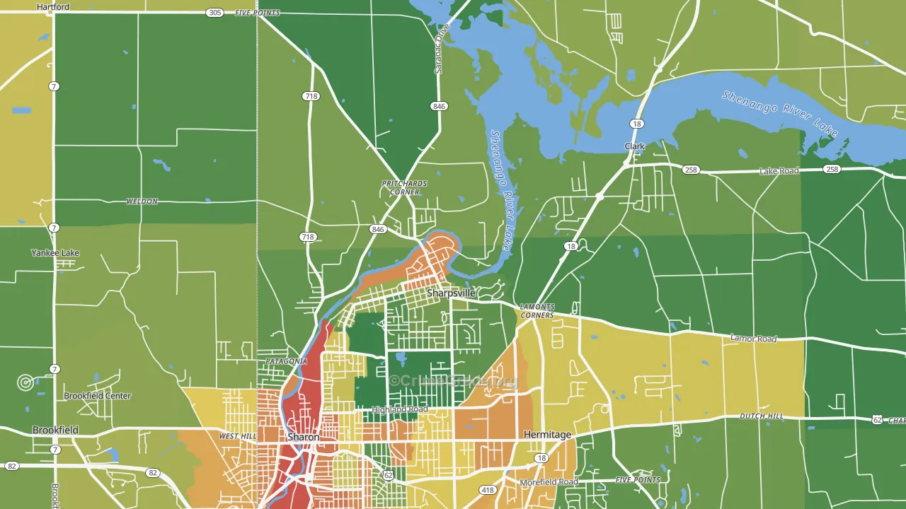 Sharpsville, PA Map of Vandalism Rates