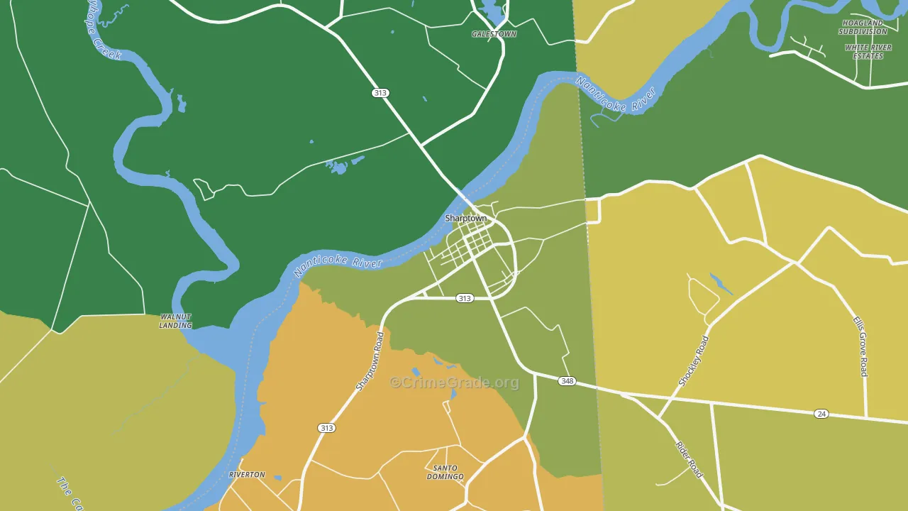 Sharptown, MD Map of Vandalism Rates