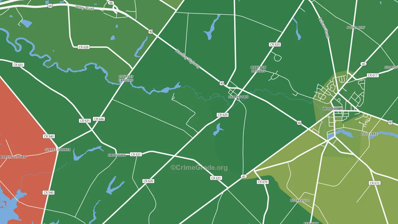 Sharptown, NJ Map of Vandalism Rates