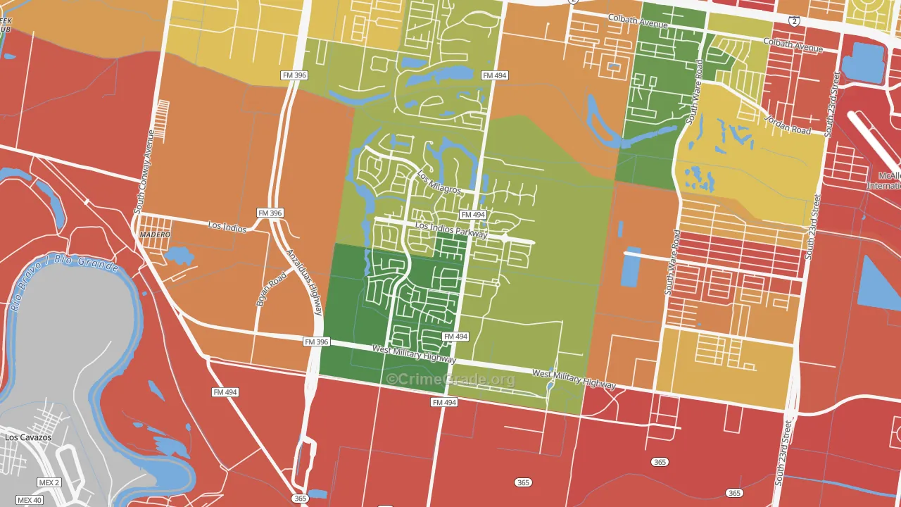 Sharyland Plantation, Mission, TX Map of Vandalism Rates