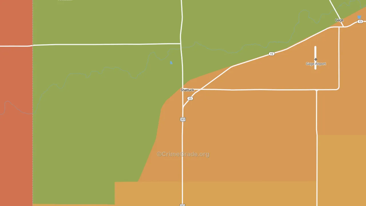 Shattuck, OK Map of Vandalism Rates