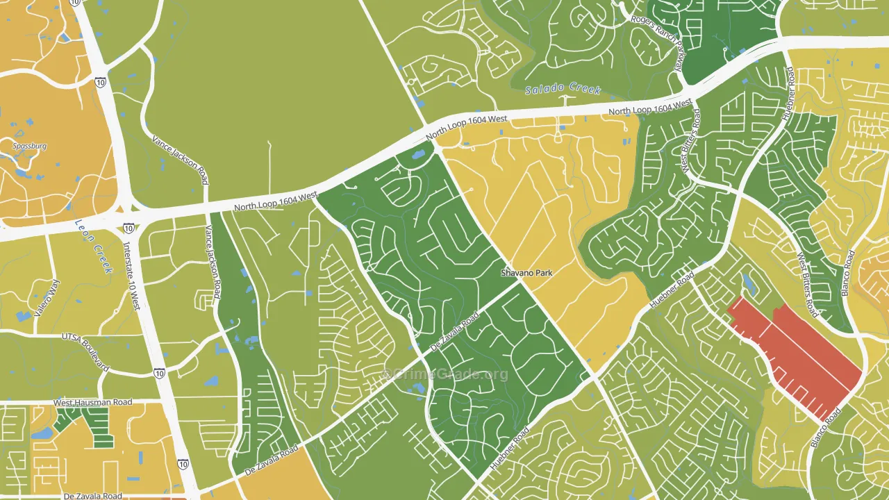 Shavano Park, TX Map of Vandalism Rates