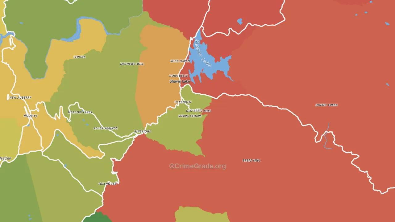 Shaver Lake, CA Map of Vandalism Rates