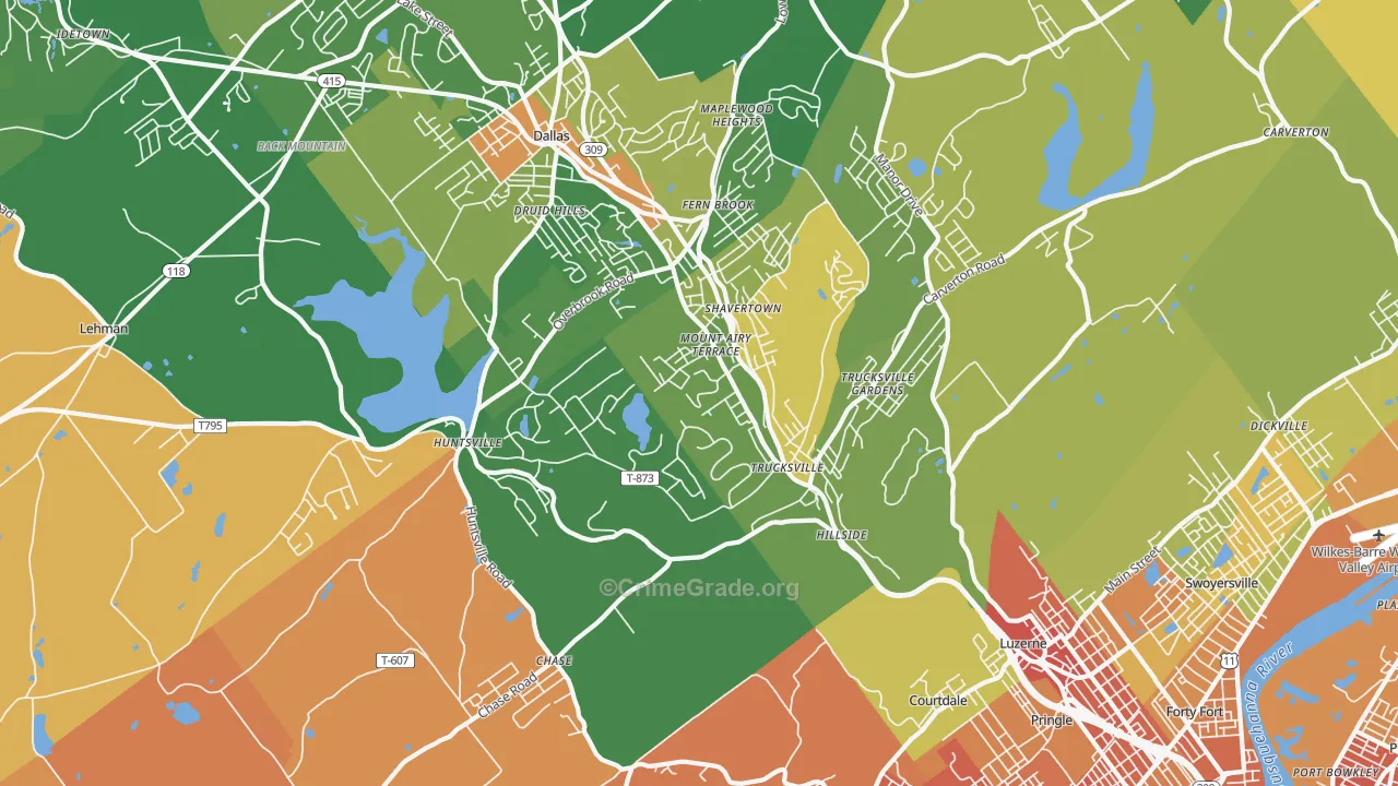 Shavertown, PA Map of Vandalism Rates