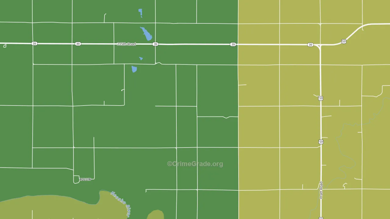 Shaw, KS Map of Vandalism Rates