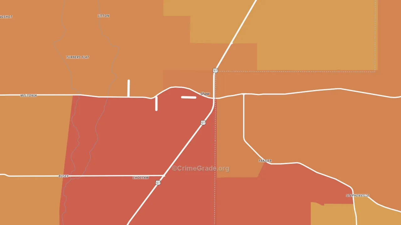 Shaw, MS Map of Vandalism Rates