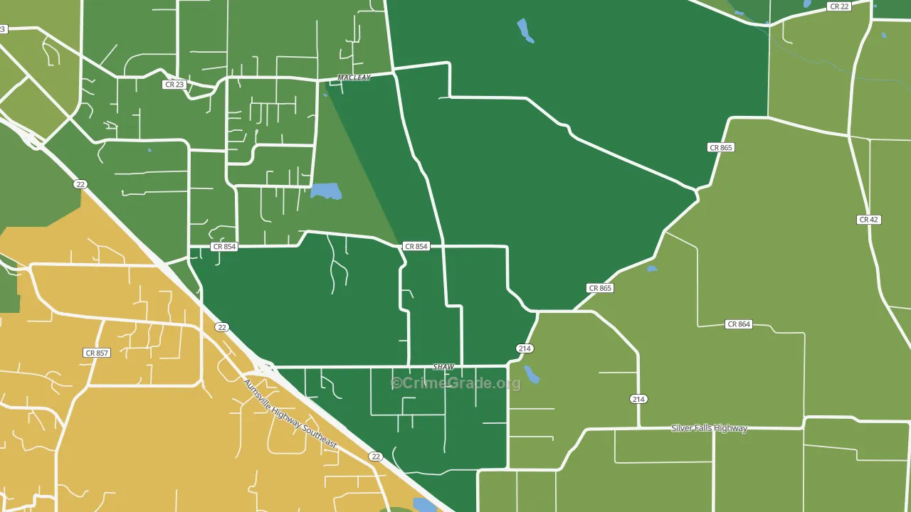 Shaw, OR Map of Vandalism Rates