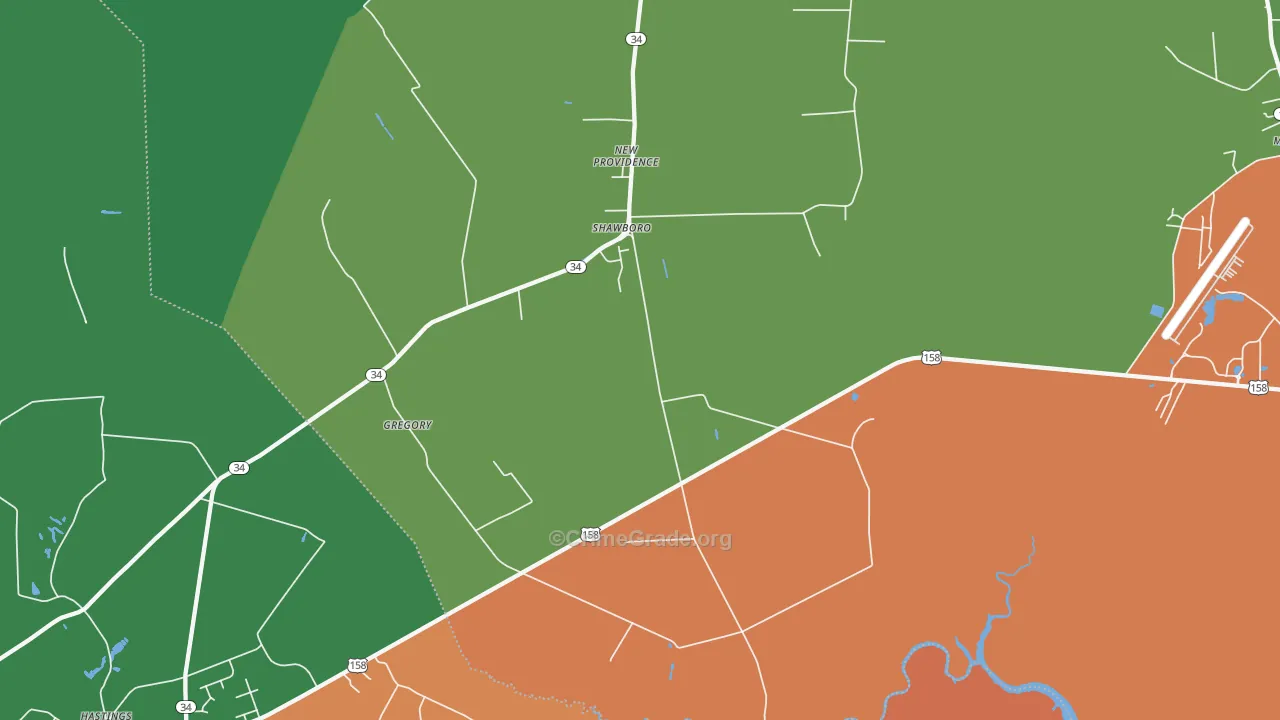 Shawboro, NC Map of Vandalism Rates