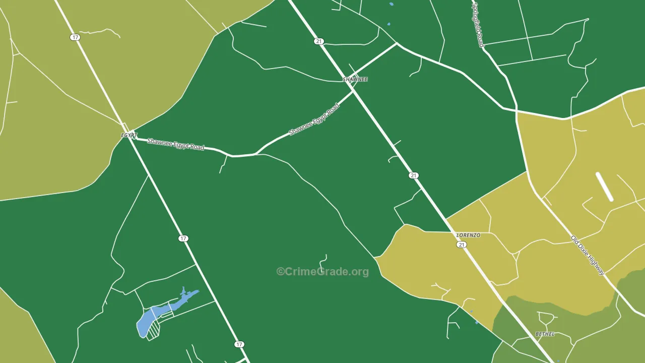 Shawnee, GA Map of Vandalism Rates