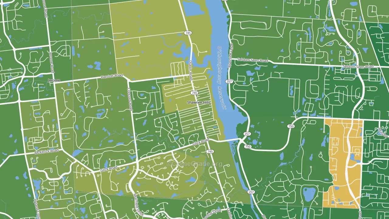 Shawnee Hills, OH Map of Vandalism Rates