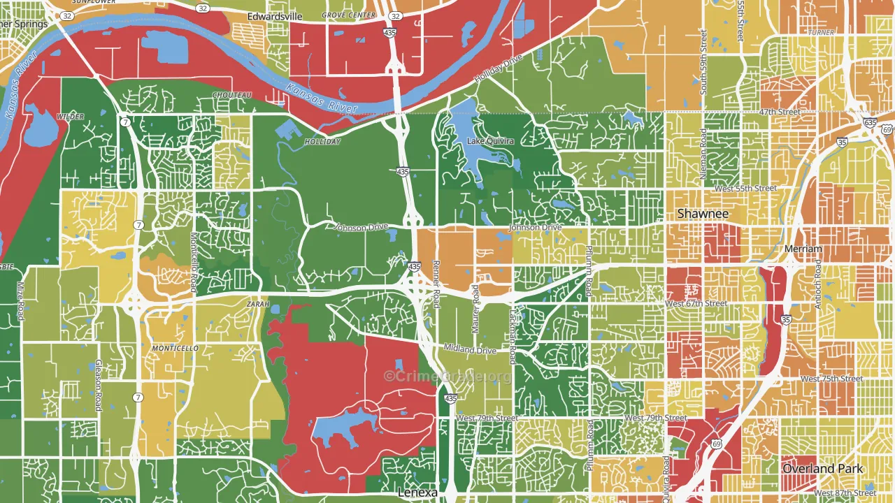 Shawnee, KS Map of Vandalism Rates