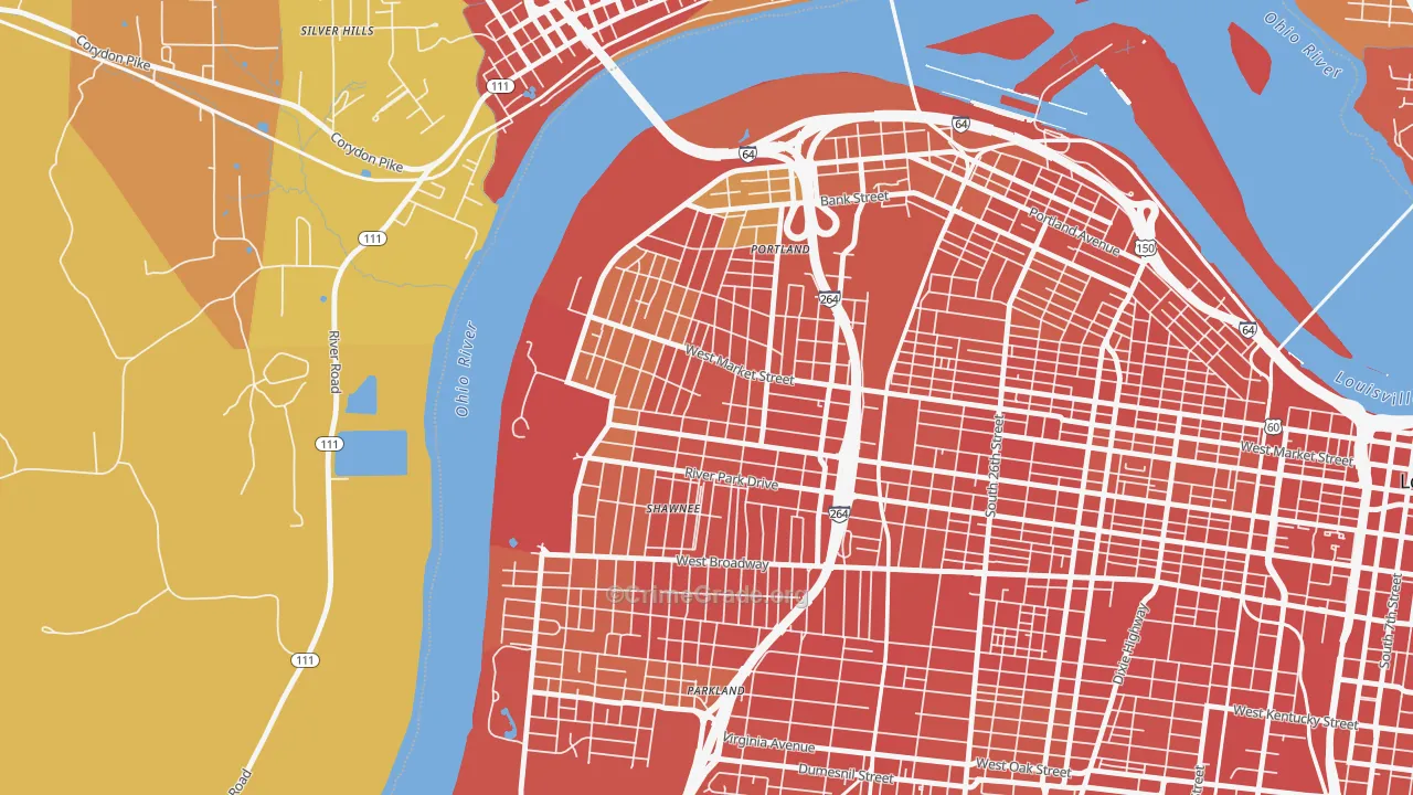 Shawnee, Louisville, KY Map of Vandalism Rates