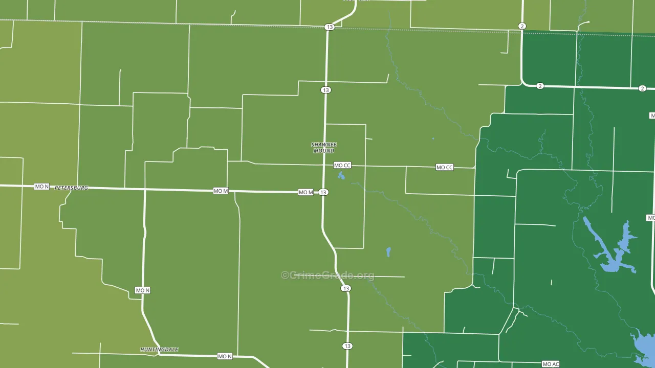 Shawnee Mound, MO Map of Vandalism Rates