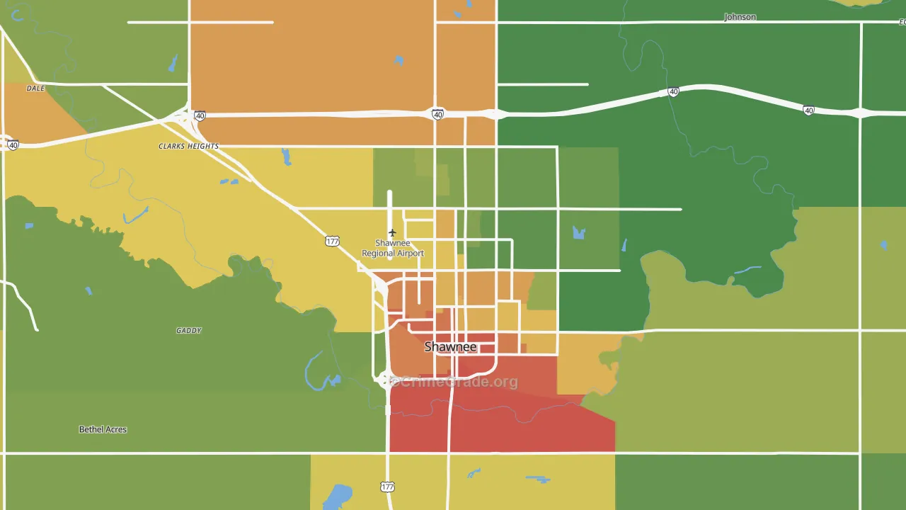 Shawnee, OK Map of Vandalism Rates