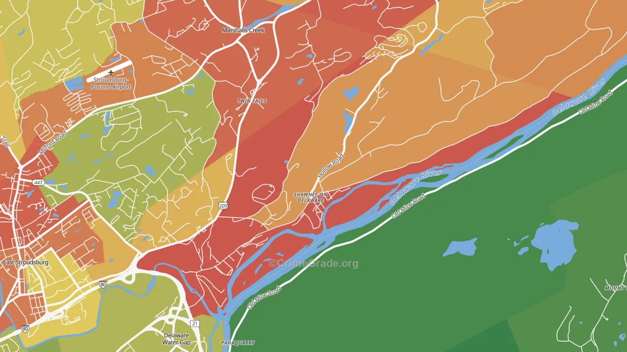 Shawnee On Delaware, PA Map of Vandalism Rates