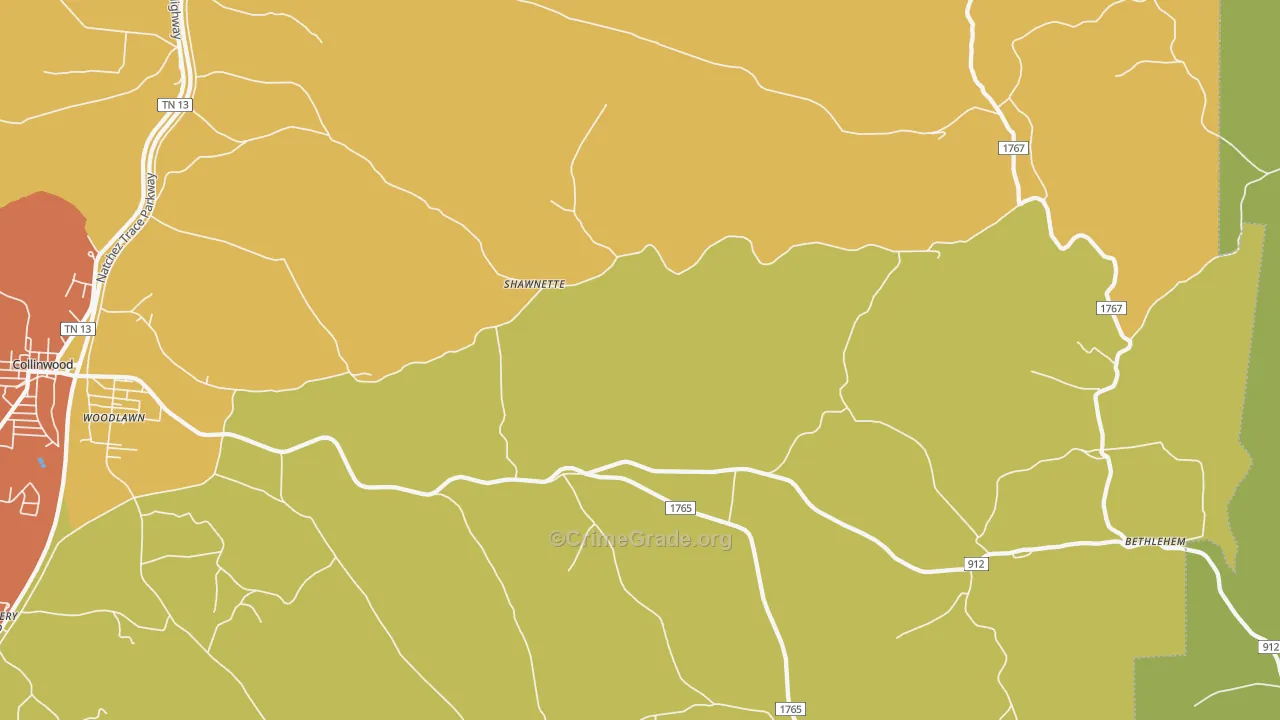 Shawnette, TN Map of Vandalism Rates