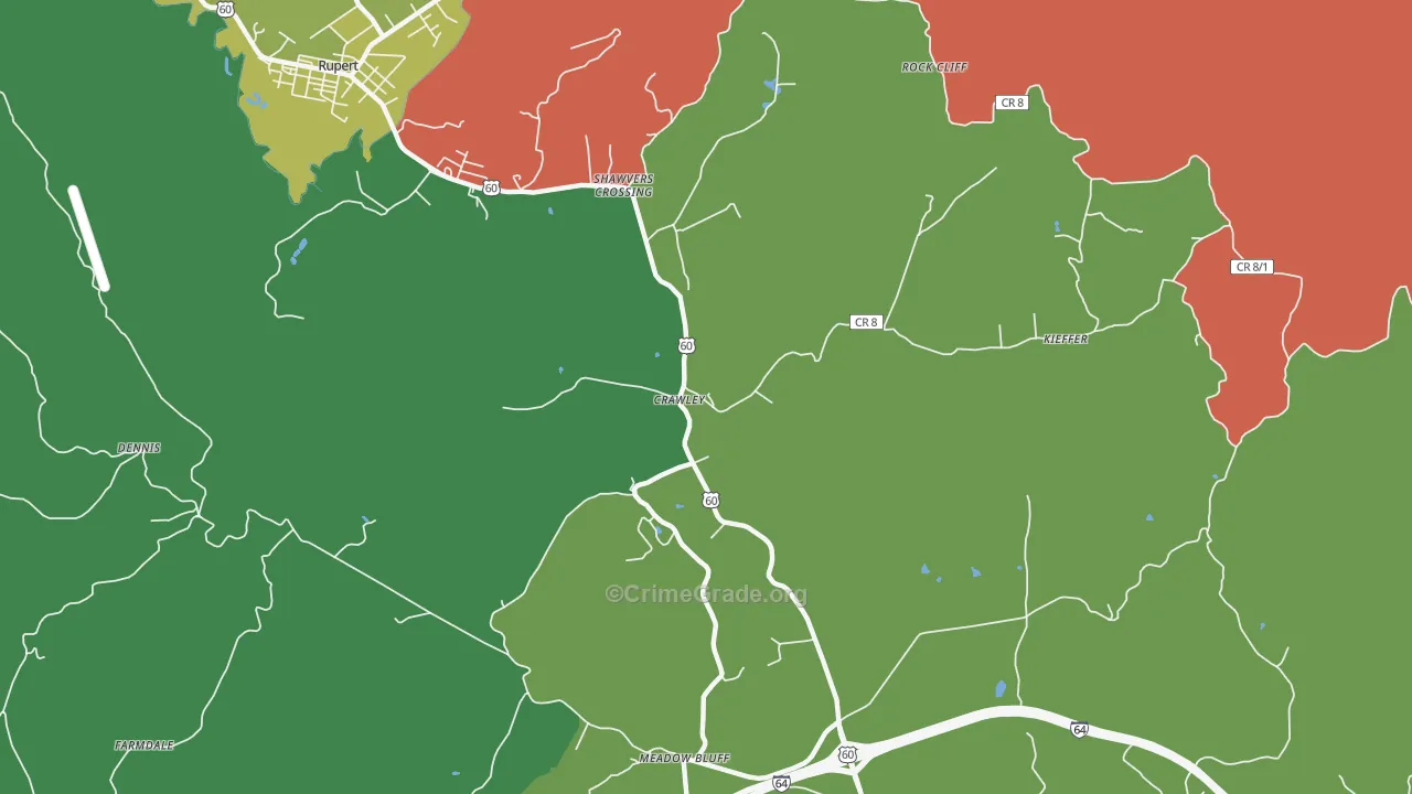 Shawvers Crossing, WV Map of Vandalism Rates